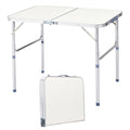 Aluminum Portable Folding Camping Table Adjustable Height White 36 x 24 inch K7014