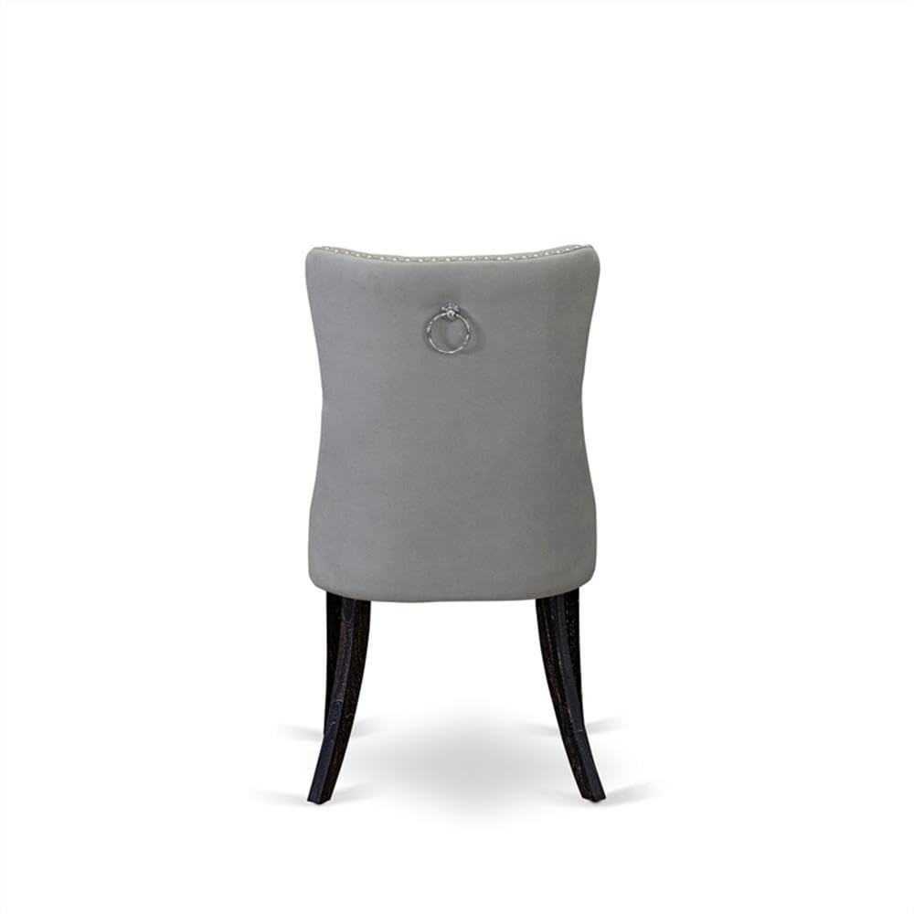 Sand Blasted Black Acacia Wood Dining Chair Set of 2 C765143
