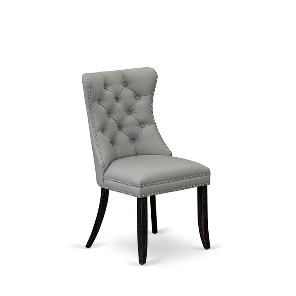 Sand Blasted Black Acacia Wood Dining Chair Set of 2 C765143