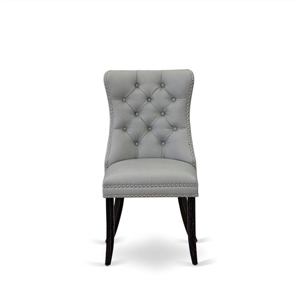 Sand Blasted Black Acacia Wood Dining Chair Set of 2 C765143