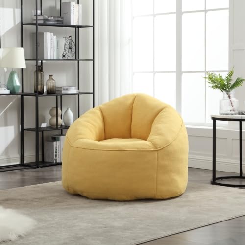 Yellow Memory Foam Bean Bag Chair with Ottoman Z4439
