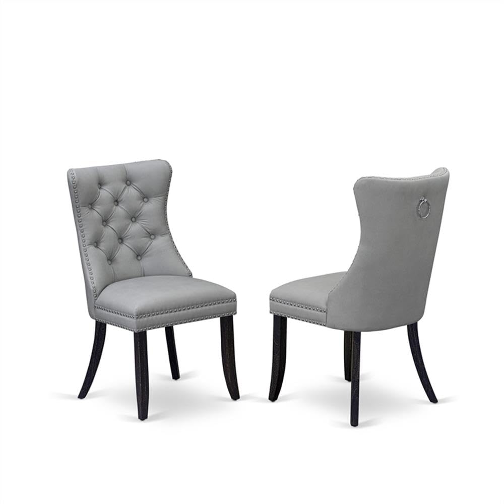 Sand Blasted Black Acacia Wood Dining Chair Set of 2 C765143