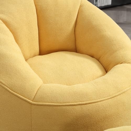 Yellow Memory Foam Bean Bag Chair with Ottoman Z4439