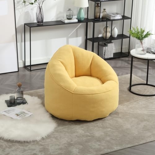 Yellow Memory Foam Bean Bag Chair with Ottoman Z4439