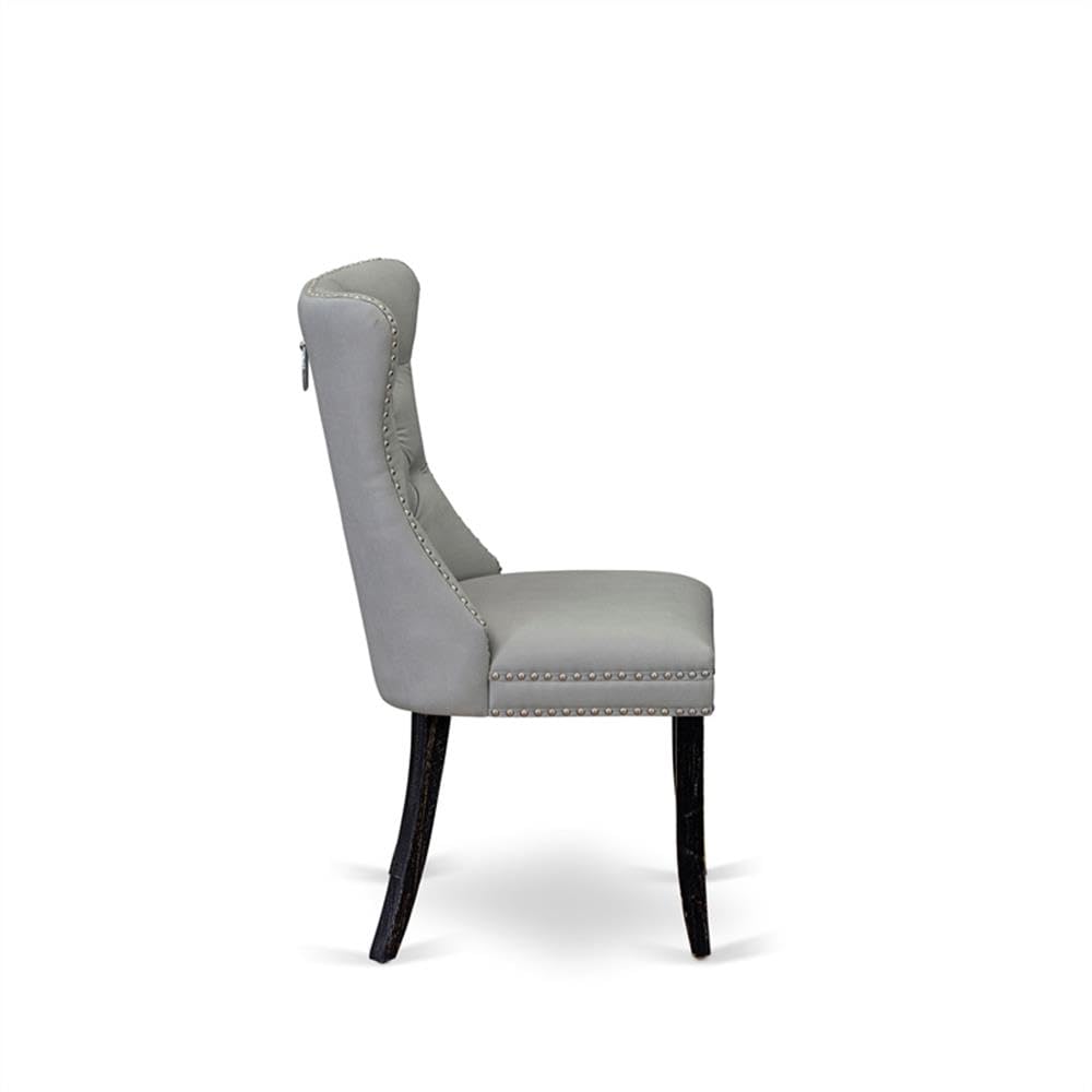 Sand Blasted Black Acacia Wood Dining Chair Set of 2 C765143