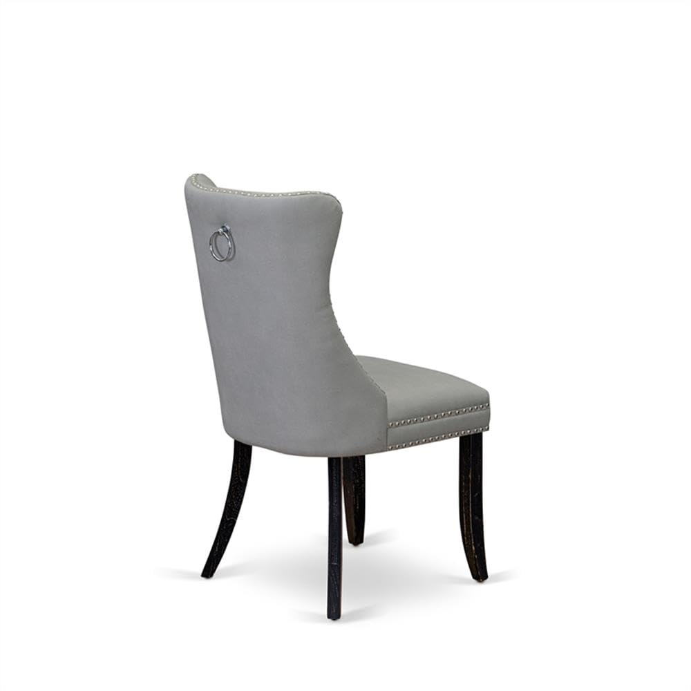 Sand Blasted Black Acacia Wood Dining Chair Set of 2 C765143
