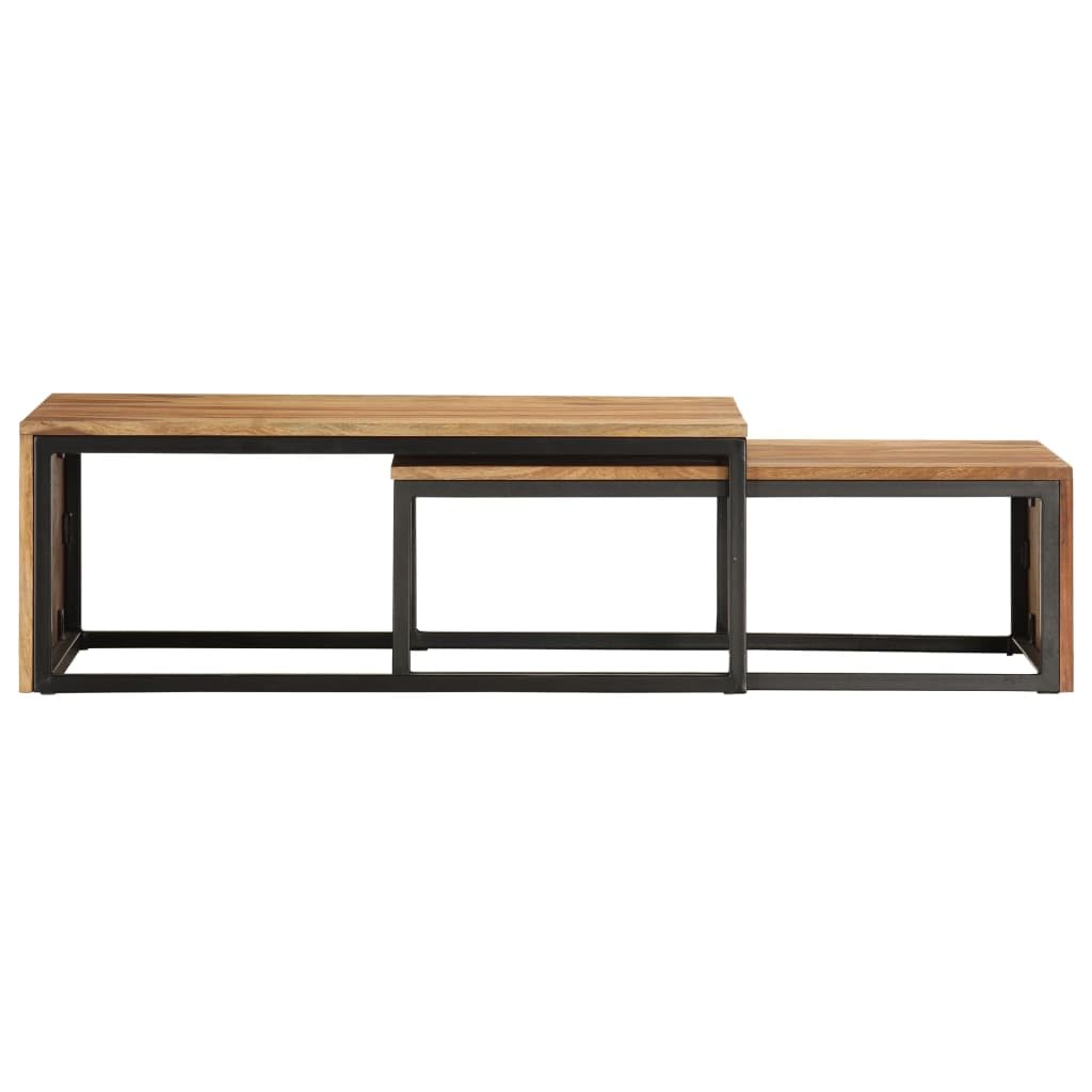 2 pcs Solid Sheesham Wood Nesting Tables Z984605