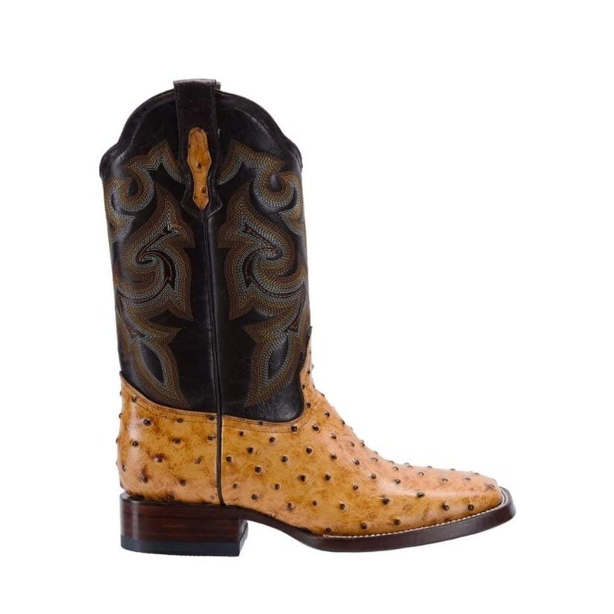 Ostrich Print Leather Western Boots A1862