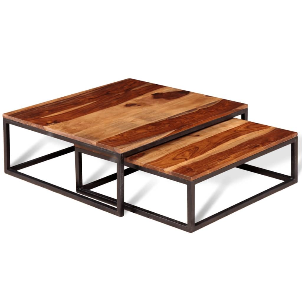 Two Piece Nesting Solid Sheesham Wood Coffee Table Set P563000