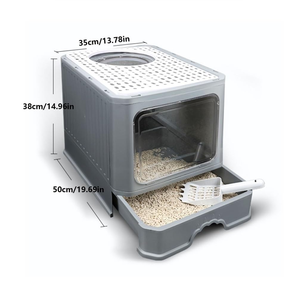Foldable Enclosed Cat Litter Box with Lid H1190