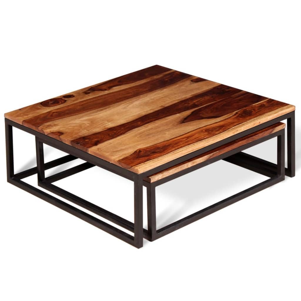 Two Piece Nesting Solid Sheesham Wood Coffee Table Set P563000