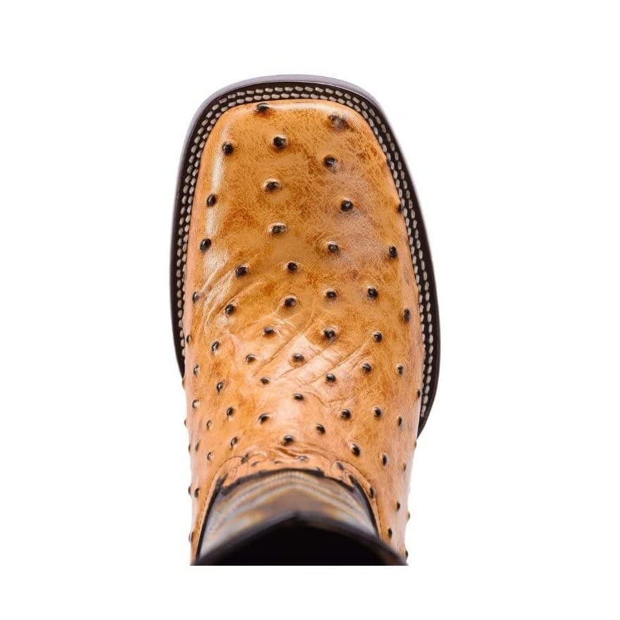 Ostrich Print Leather Western Boots A1862