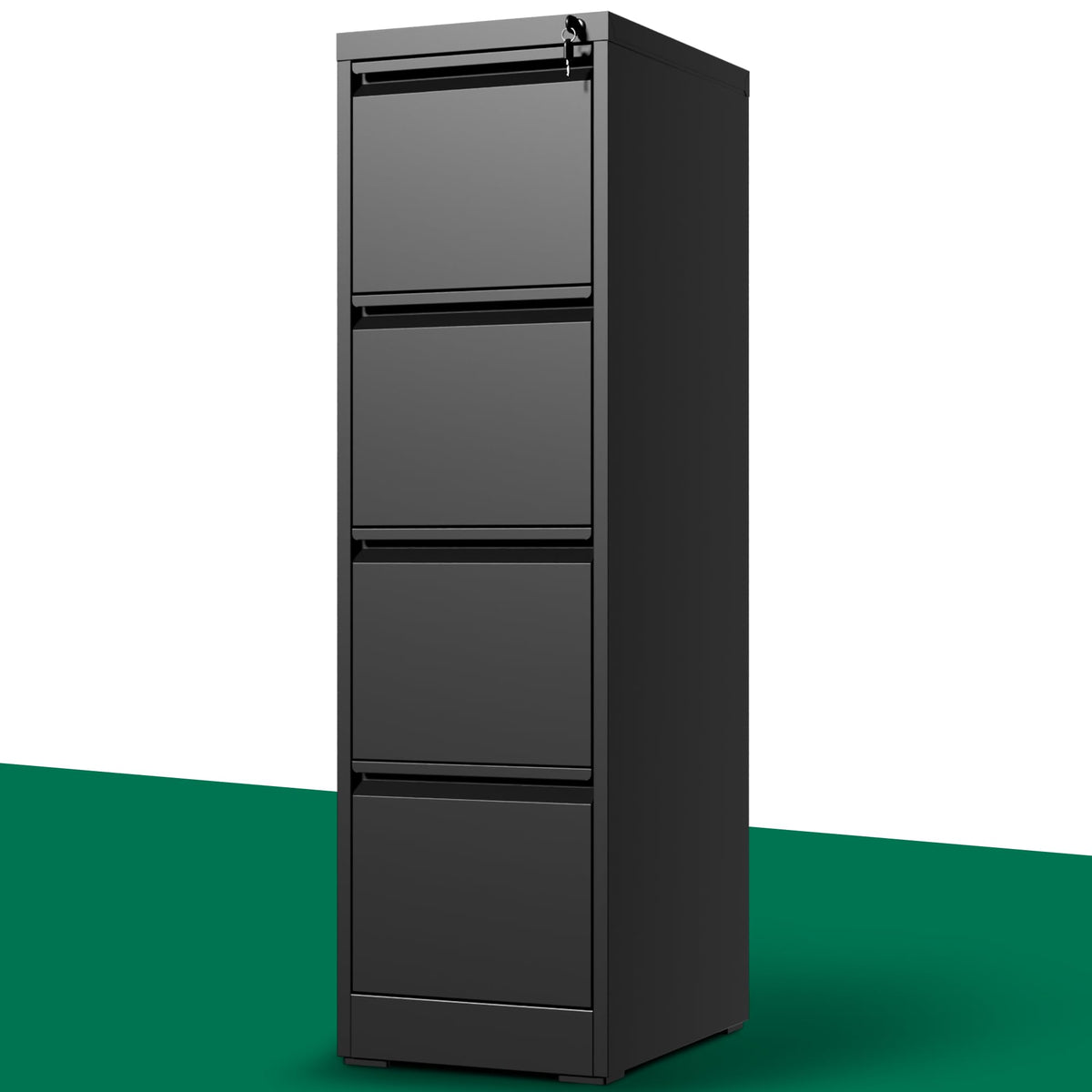 Black 4 Drawer Metal File Cabinet with Lock B601433