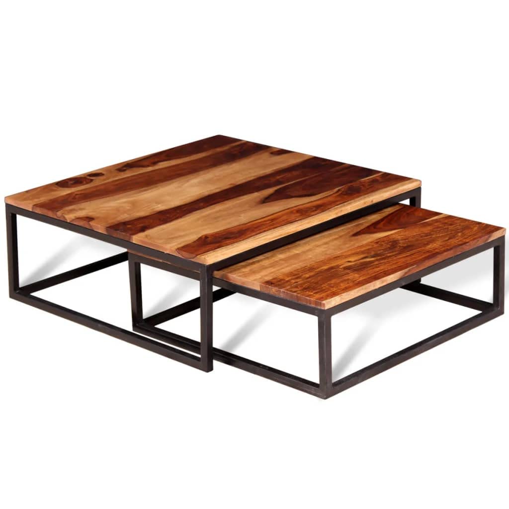 Two Piece Nesting Solid Sheesham Wood Coffee Table Set P563000