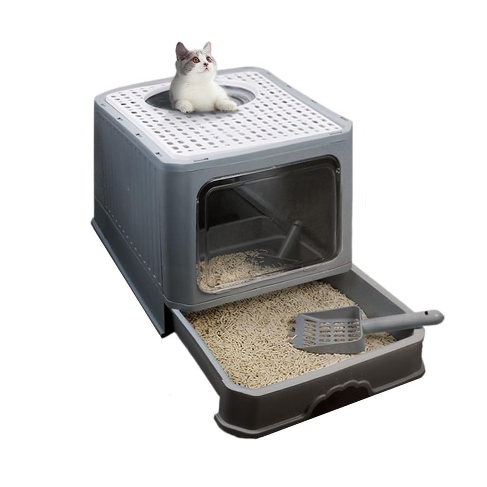Foldable Enclosed Cat Litter Box with Lid H1190