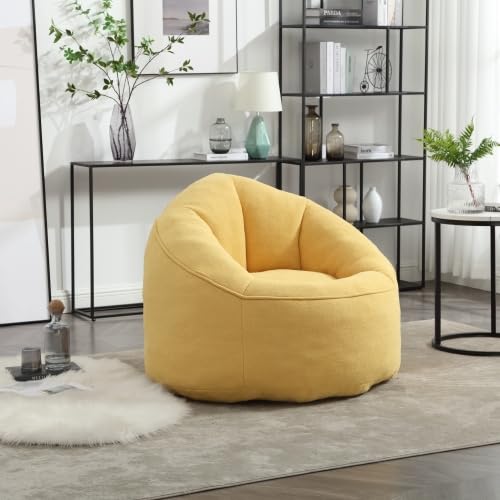 Yellow Memory Foam Bean Bag Chair with Ottoman Z4439