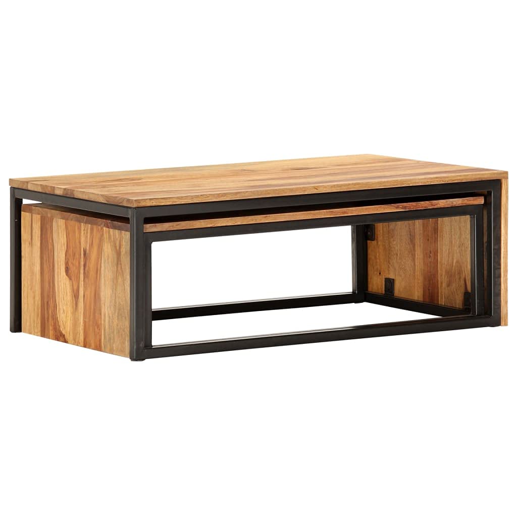 2 pcs Solid Sheesham Wood Nesting Tables Z984605