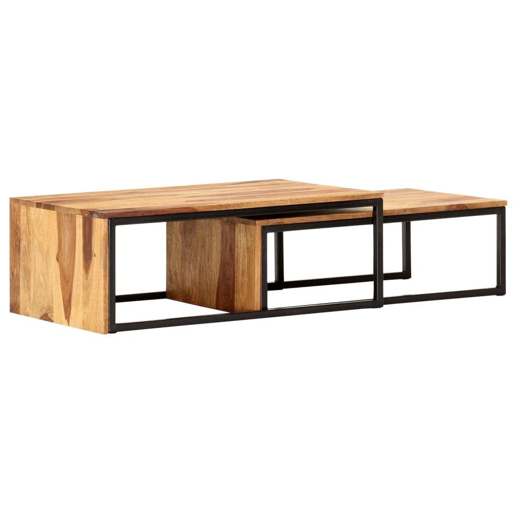 2 pcs Solid Sheesham Wood Nesting Tables Z984605