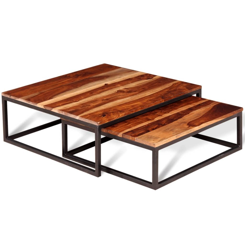 Two Piece Nesting Solid Sheesham Wood Coffee Table Set P563000
