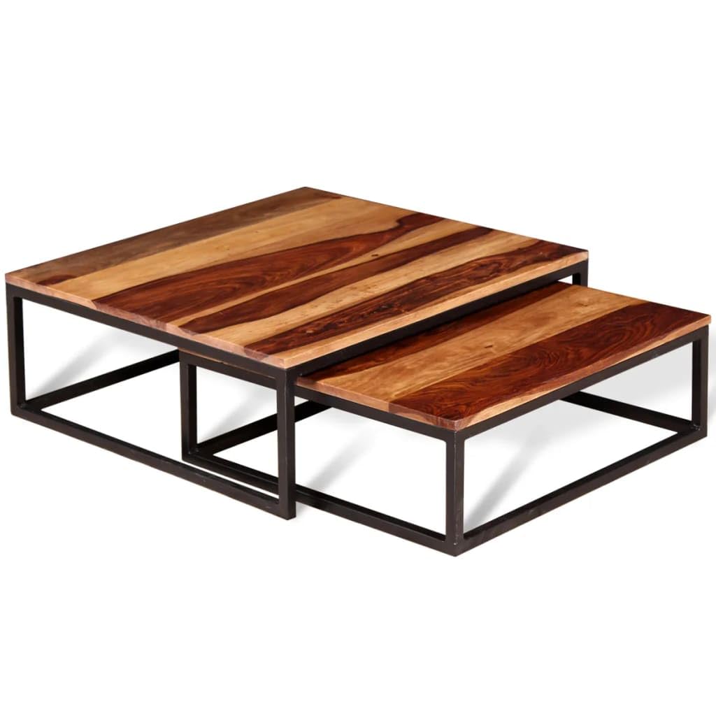 Two Piece Nesting Solid Sheesham Wood Coffee Table Set P563000