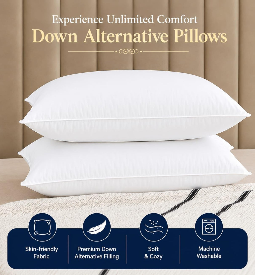 King Size White Microfiber Bed Pillows Set of 2 P8871