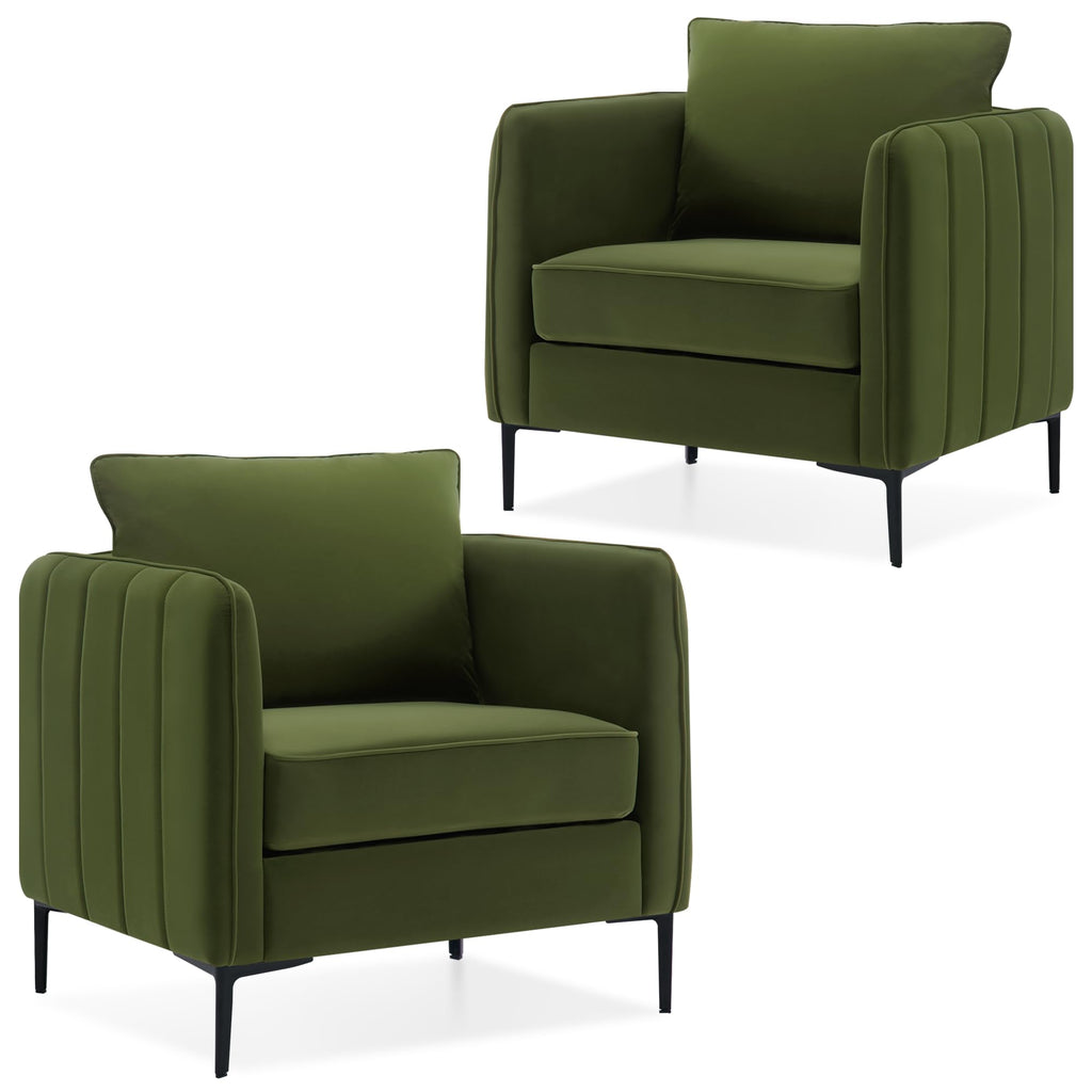 Olive Green Velvet Accent Chairs Set of 2 M730056