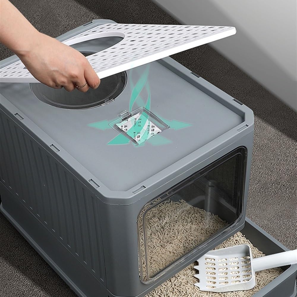 Foldable Enclosed Cat Litter Box with Lid H1190