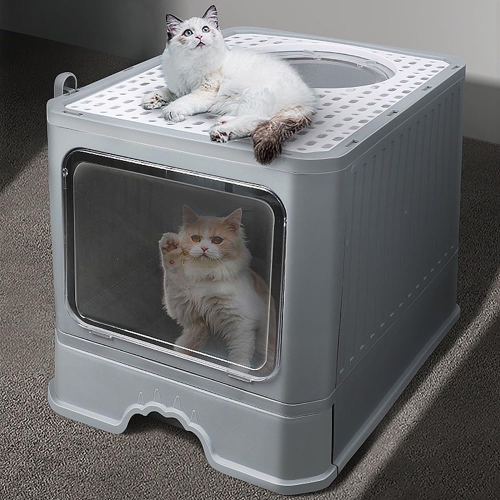 Foldable Enclosed Cat Litter Box with Lid H1190