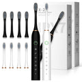 Black White 2 Pack Electric Toothbrush with 8 Brush Heads D9565