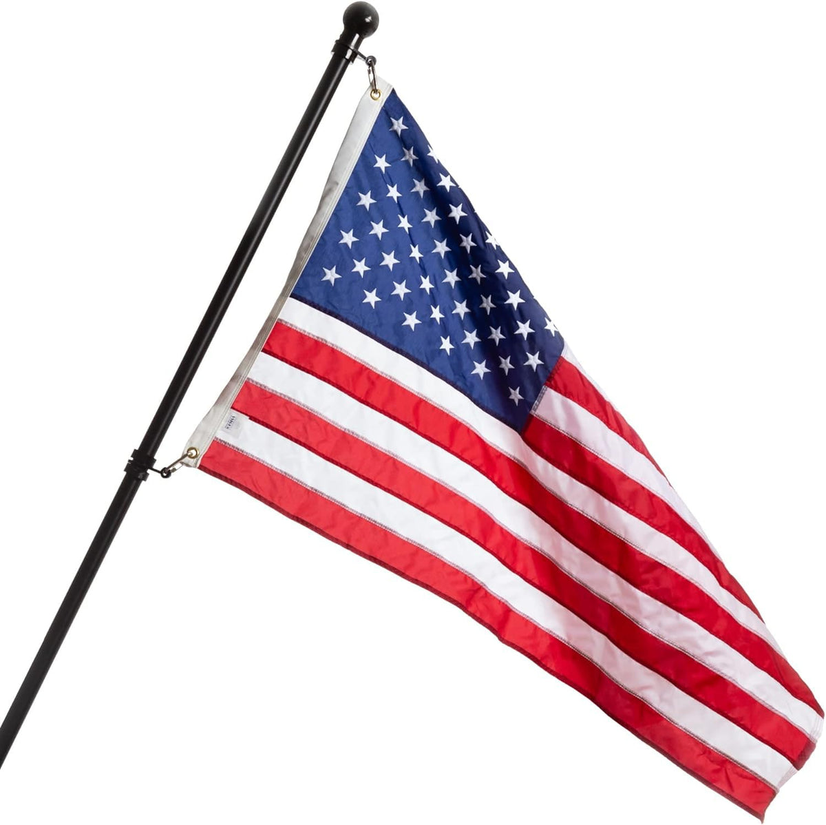 6' Black Aluminum Flagpole with American Flag and Mounting Bracket R349