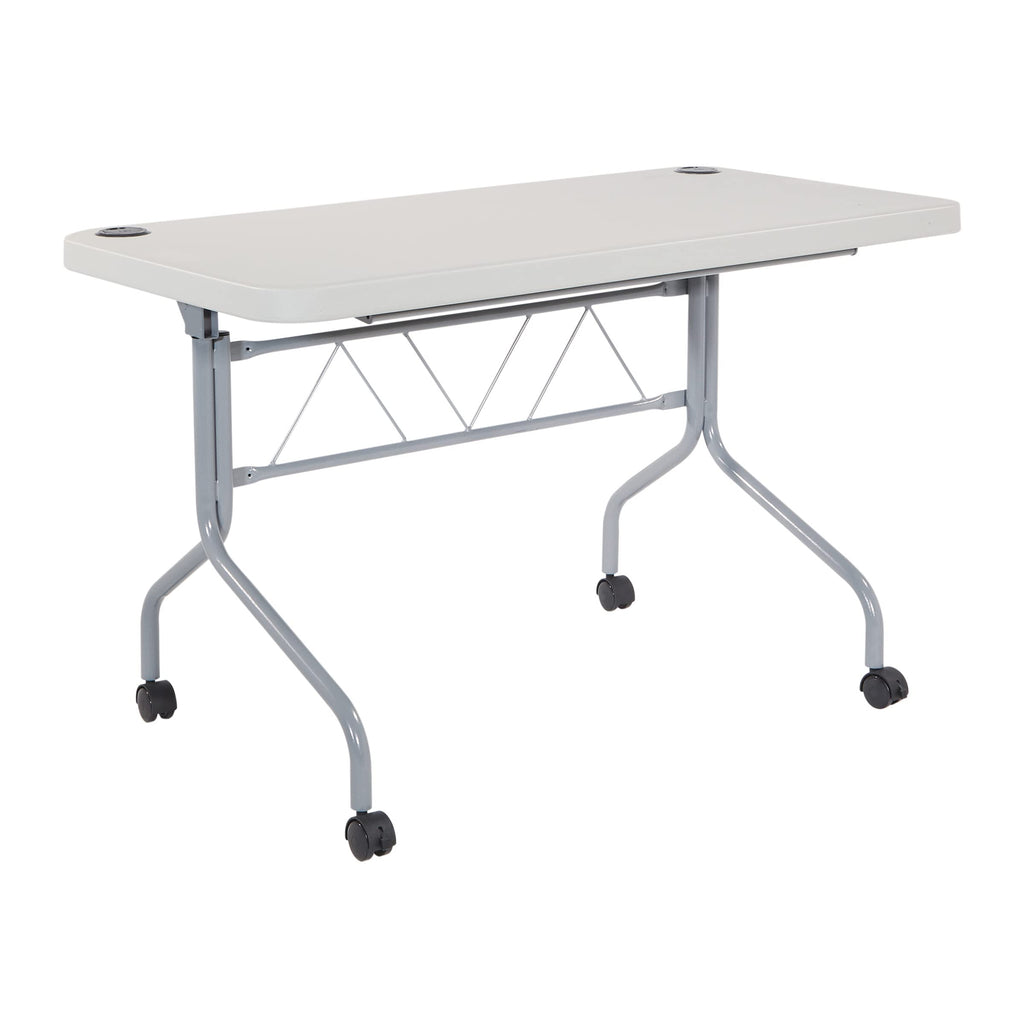 Light Gray Resin Multipurpose Flip Training Table with Locking Casters R348310