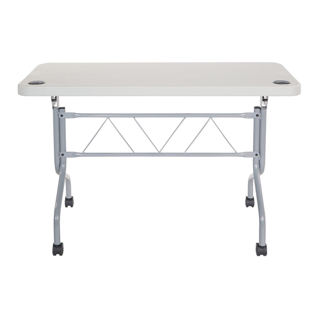 Light Gray Resin Multipurpose Flip Training Table with Locking Casters R348310