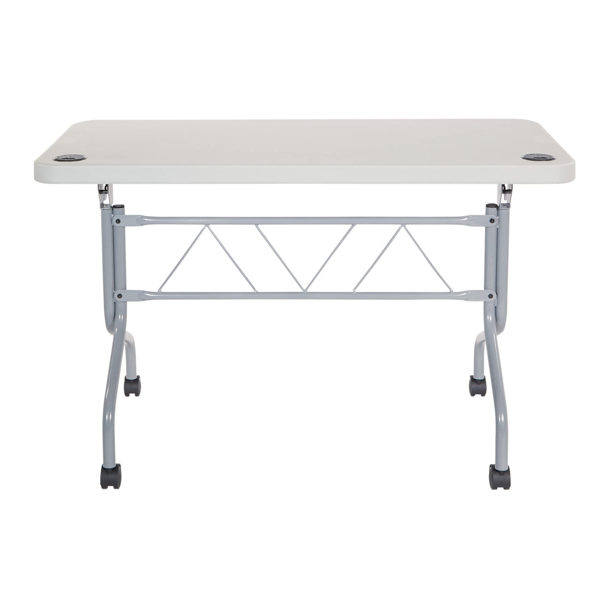 Light Gray Resin Multipurpose Flip Training Table with Locking Casters R348310