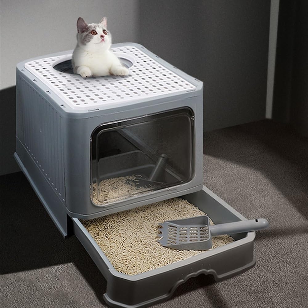 Foldable Enclosed Cat Litter Box with Lid H1190