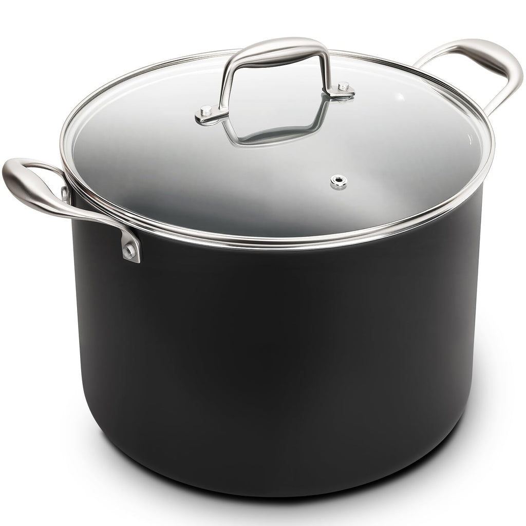 16QT Nonstick Ceramic Stock Pot with Tempered Glass Lid I260584