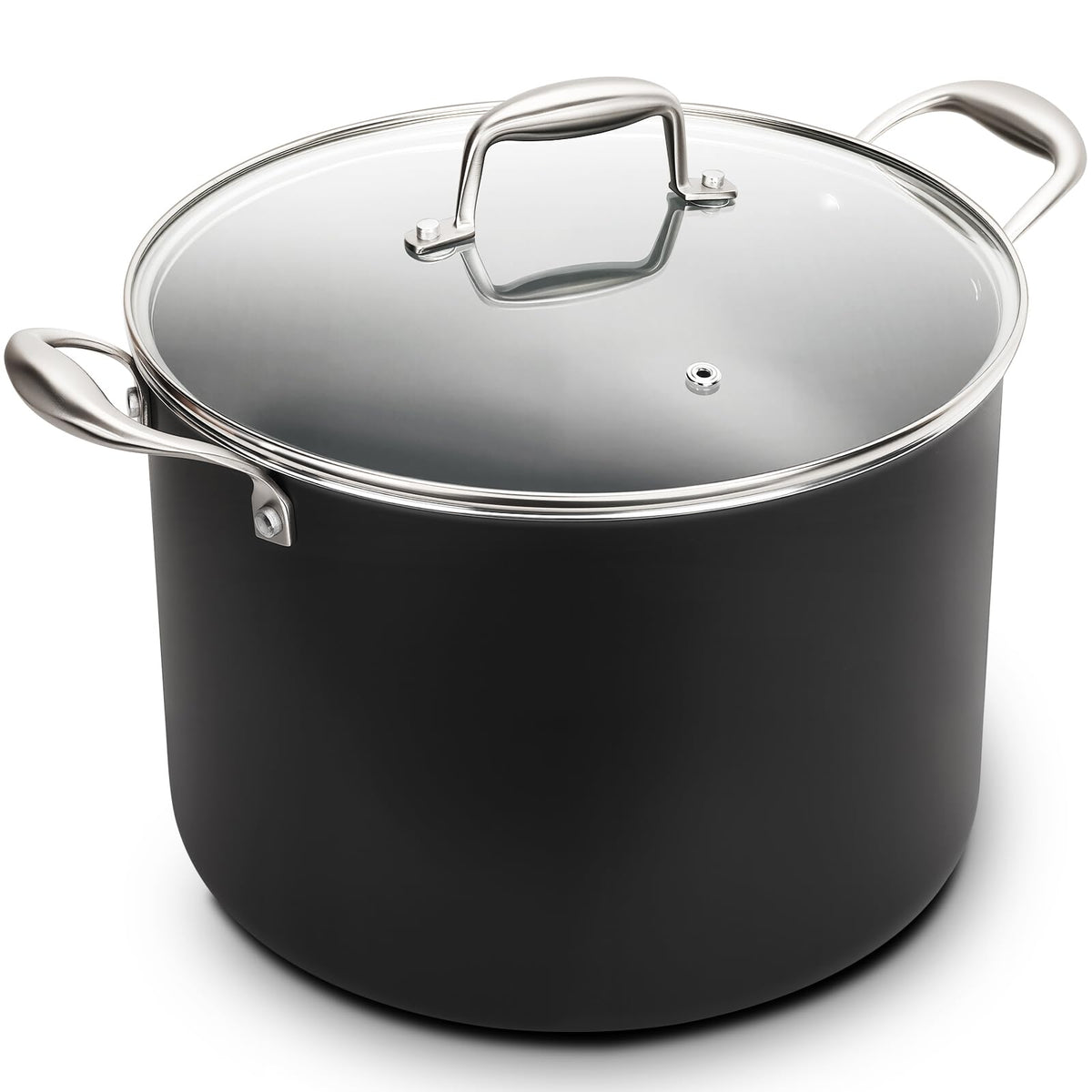 16QT Nonstick Ceramic Stock Pot with Tempered Glass Lid I260584