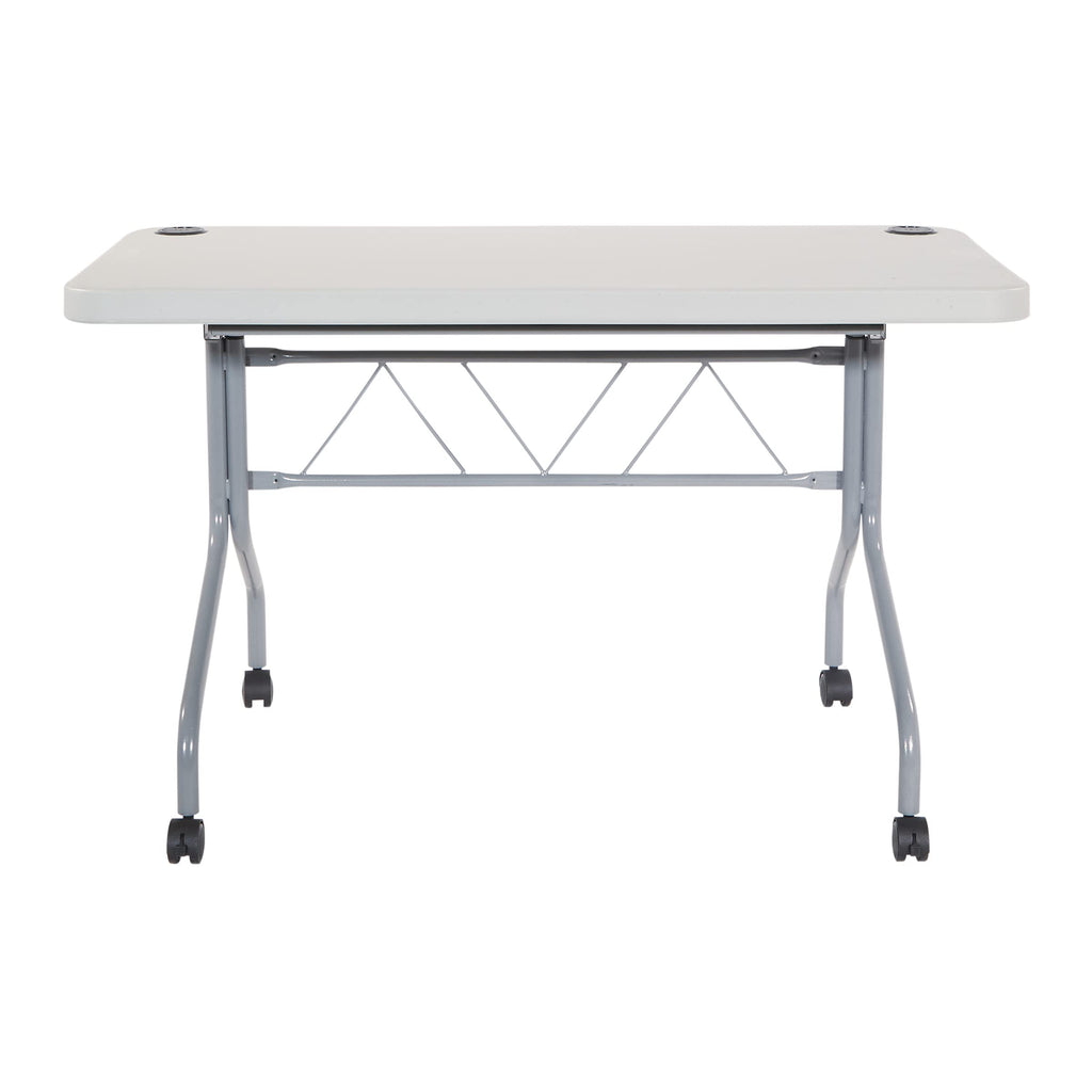 Light Gray Resin Multipurpose Flip Training Table with Locking Casters R348310