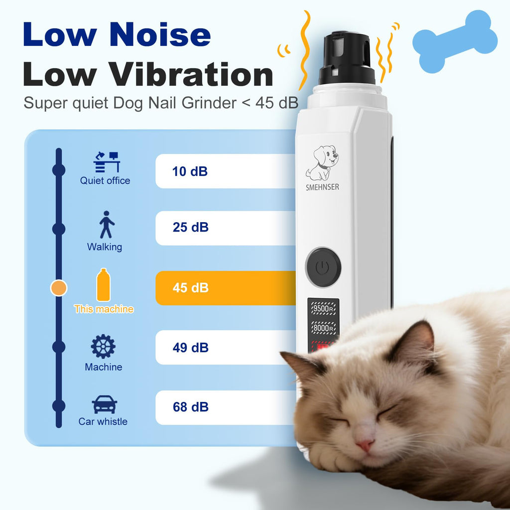 White 2-Speed USB Rechargeable Dog Nail Grinder J13961