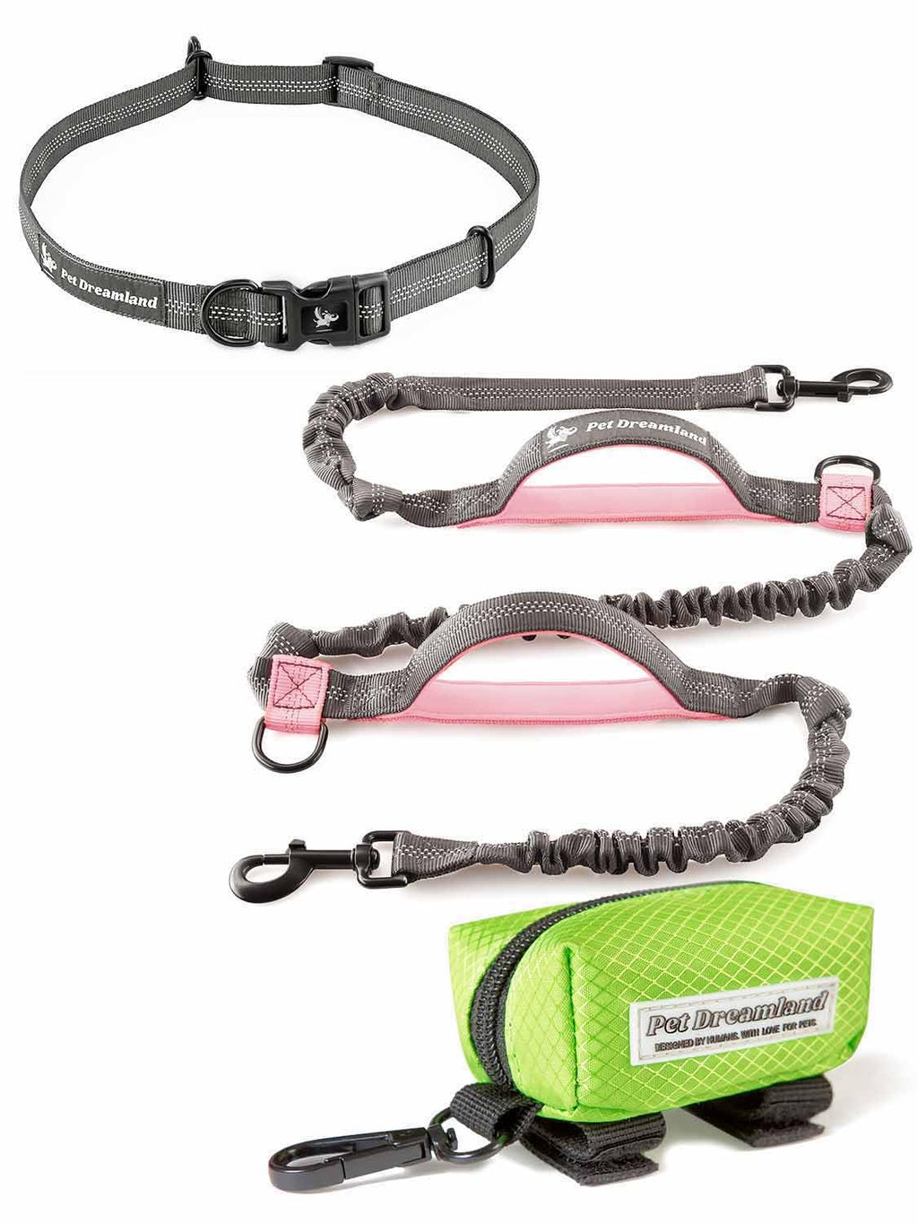 Hands Free Dog Leash for Large Dogs with Poop Bag Dispenser D264