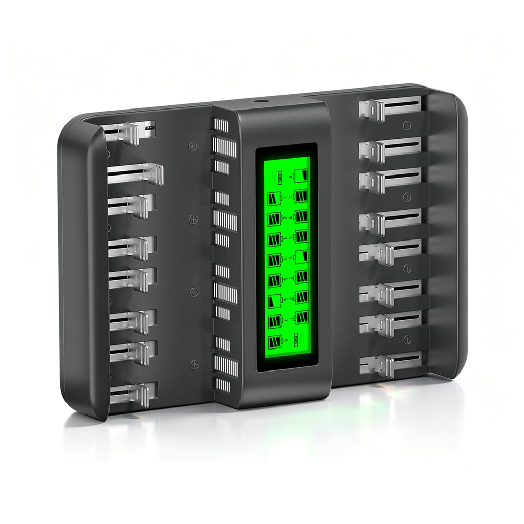16 Bay AA AAA C D NiMH Battery Charger with LCD Display O59184