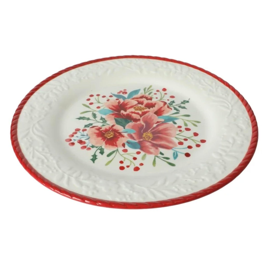Red 12-Piece Stoneware Dinnerware Set Z651860