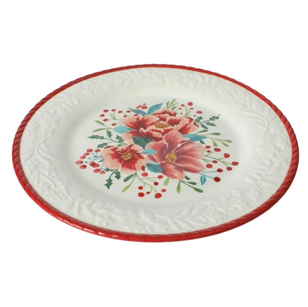 Red 12-Piece Stoneware Dinnerware Set Z651860