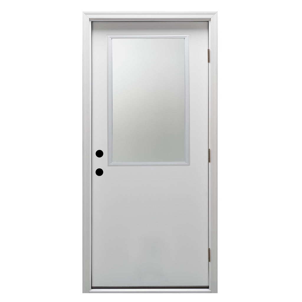 Primed Left Hand Outswing Prehung Door 1/2 Lite Clear Glass 36"x80" Steel N853