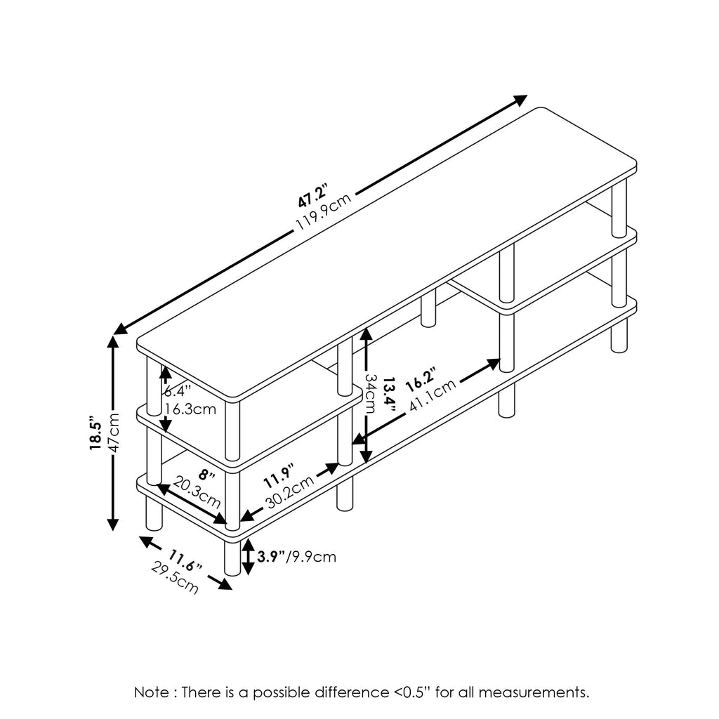 Espresso 3-Tier Open Shelf TV Stand U8002