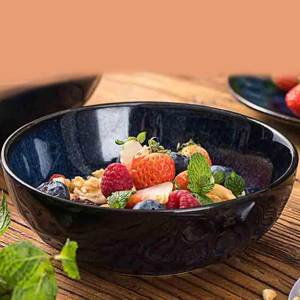 Ceramic Salad Bowls Set, 32 Ounce, Set of 4, Blue N328
