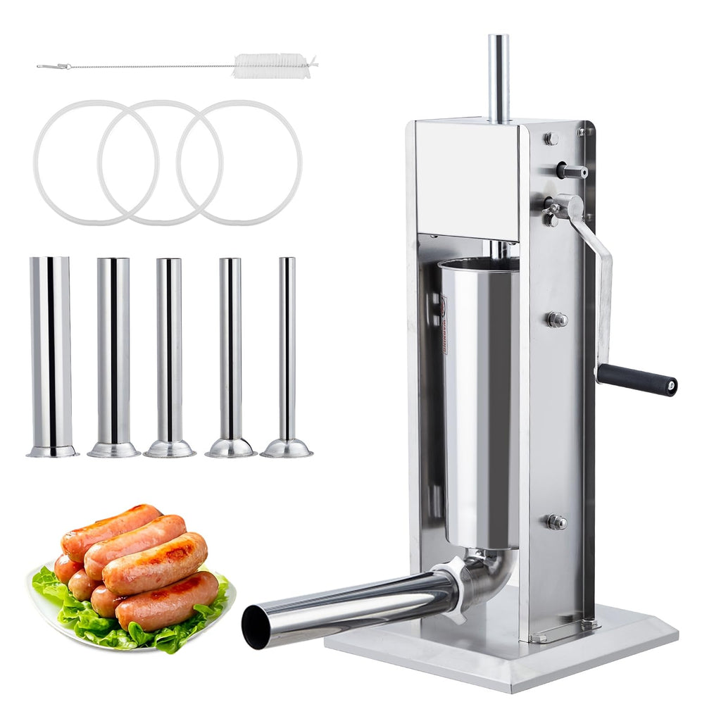 Manual Stainless Steel Sausage Stuffer with 5 Stuffing Tubes X148