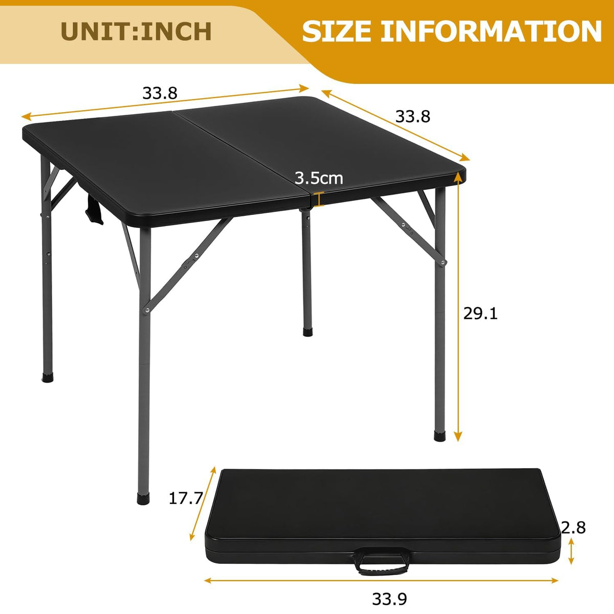 34" Black Folding Card Table B175