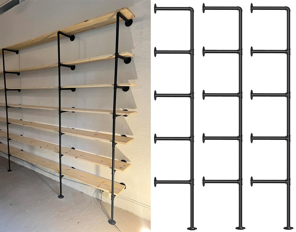 Industrial Pipe 5-Tier Wall Mount Bookshelf Y383