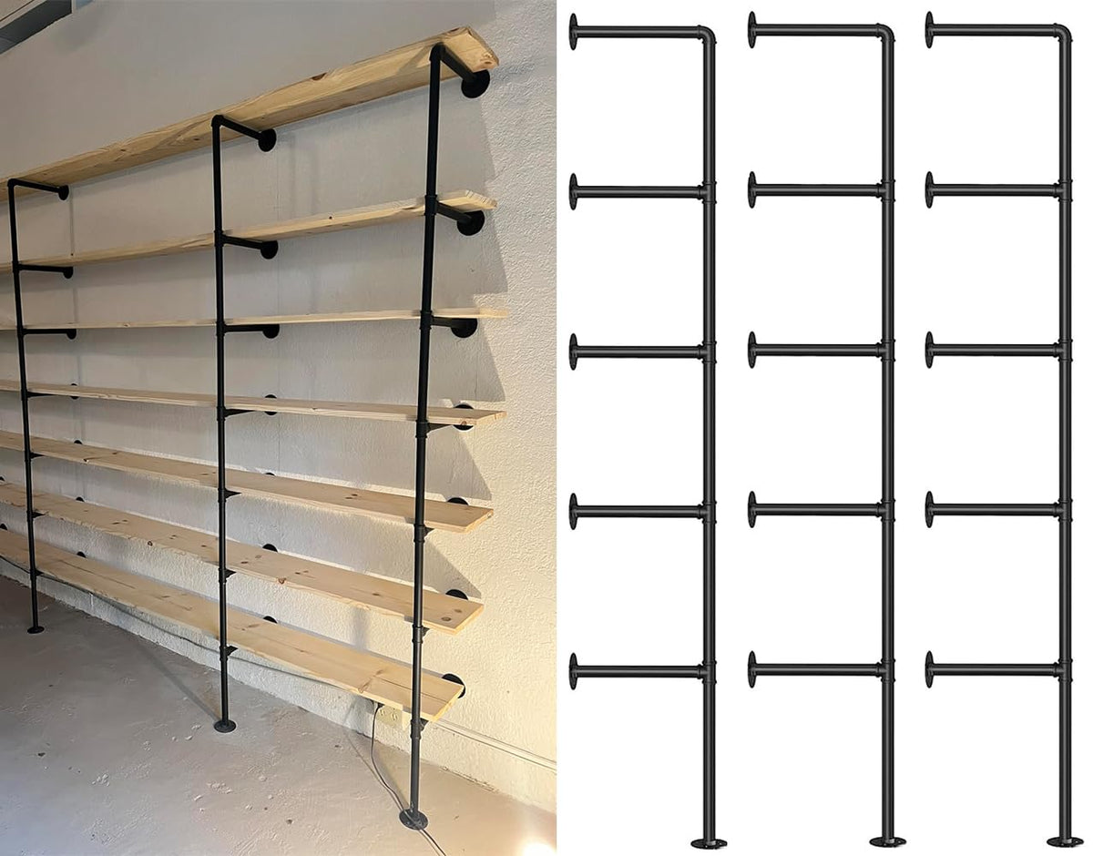 Industrial Pipe 5-Tier Wall Mount Bookshelf Y383