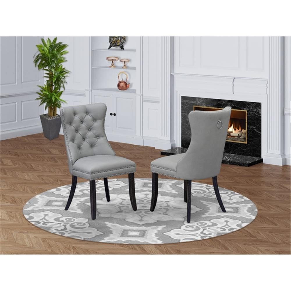 Sand Blasted Black Acacia Wood Dining Chair Set of 2 C765143